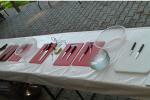 Arbeitsplatz beim BBQ Workshop